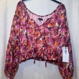 Nordstrom 1.STATE Women's Floral Blouse - Pink and Orange